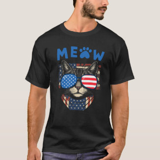 Funny Patriotic Meow Cat 4th of july T-Shirt