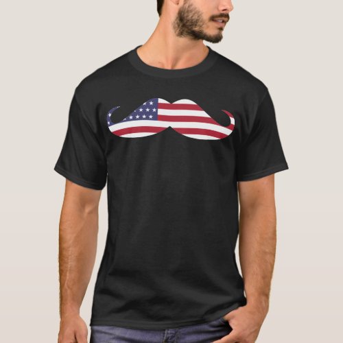 Funny Patriotic Mustache Adult american flag T_Shirt