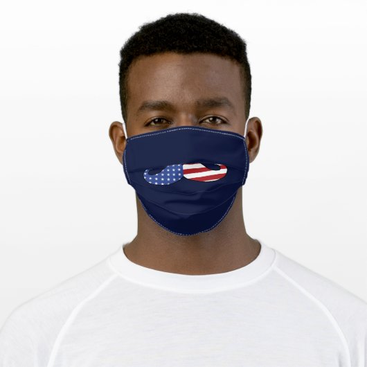 Funny Patriotic Mustache Adult Cloth Face Mask (Worn)