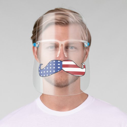 Funny Patriotic Mustache Face Shield