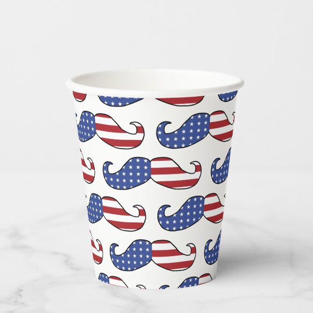 Funny Patriotic Mustache Pattern Paper Cups (Front)