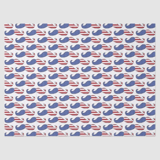 Funny Patriotic Mustache Pattern Tissue Paper (Front)