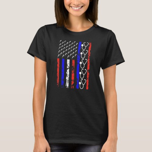 Funny Patriotic Nurse 4th Of July American Flag T_Shirt