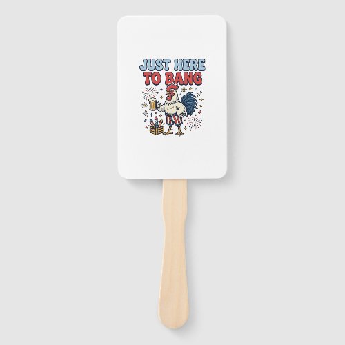 Funny Patriotic Rooster Fireworks Beer Shirt Desig Hand Fan