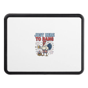 Funny Patriotic Rooster Fireworks Beer Shirt Desig Hitch Cover