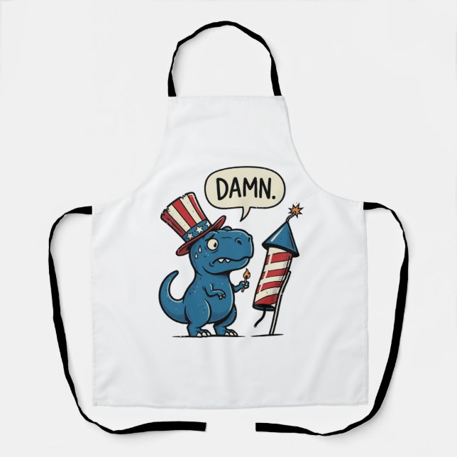 Funny Patriotic T-Rex Firework Shirt Design_1 Apron (Front)