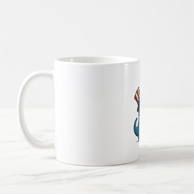 Funny Patriotic T-Rex Firework Shirt Design_1 Coffee Mug (Left)