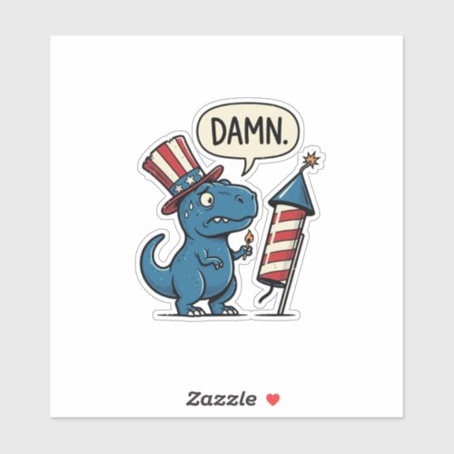 Funny Patriotic T-Rex Firework Shirt Design_1 Sticker