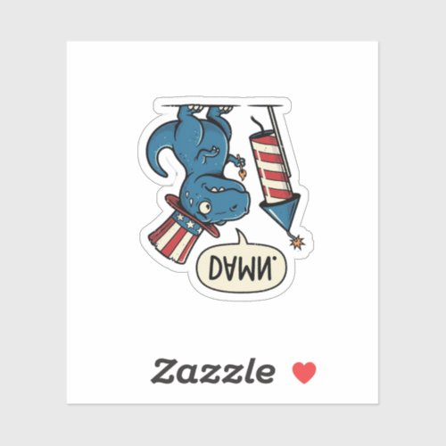 Funny Patriotic T-Rex Firework Shirt Design_1 Sticker