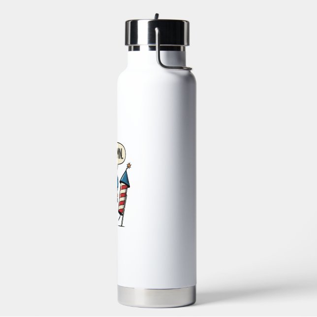 Funny Patriotic T-Rex Firework Shirt Design_1 Water Bottle (Left)