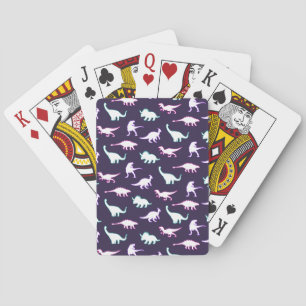 Funny pattern neon color dino comic dinosaur poker cards