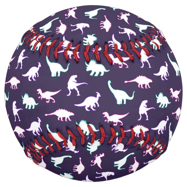 Funny pattern neon color dino comic dinosaur softball (Front)