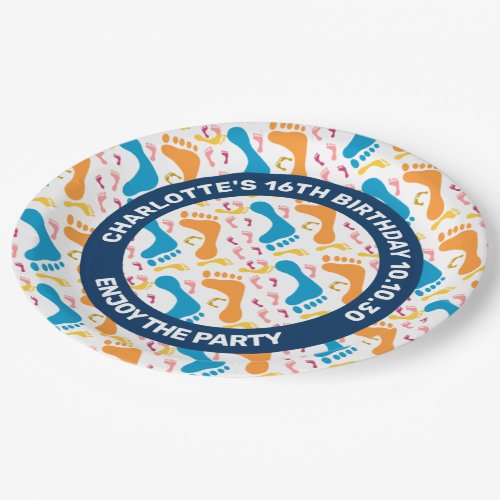Funny Pattern Of Colorful Human Footprints Paper Plates