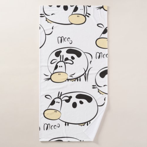 Funny pattern with childish animals Vintage clip_ Bath Towel