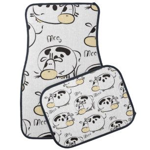 Funny pattern with childish animals. Vintage clip- Car Floor Mat