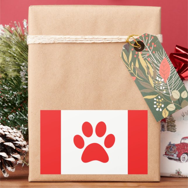 Funny Paw Canadian Flag Rectangular Sticker (Holiday)