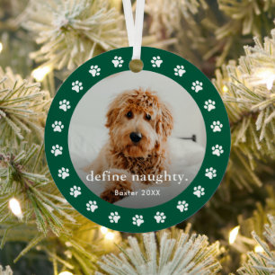 Funny Paw print 2 Photo Pet Christmas Metal Ornament