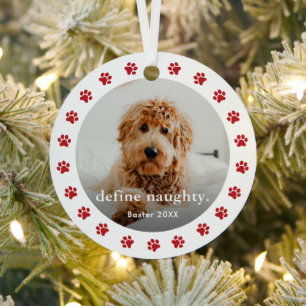Funny Paw print 2 Photo Pet Christmas Metal Ornament
