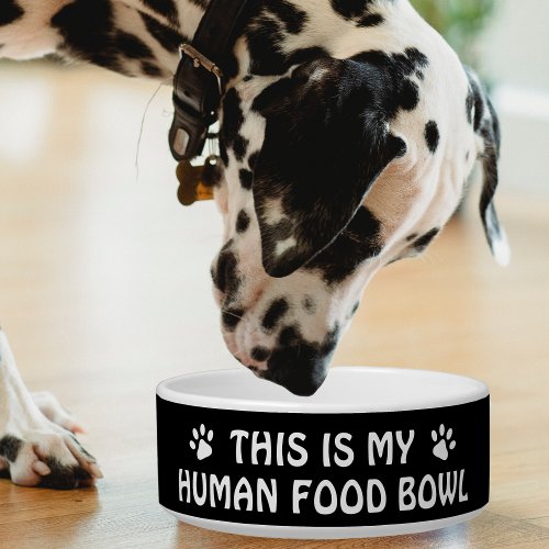 Funny Paw Print Human Food Black Bowl