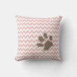 Funny Paw Print On Baby Pink, Light Pink Chevron Throw Pillow at Zazzle