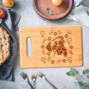 Funny Paws Treats Boxer Dog Family Name Monogram Engraved Cutting Board