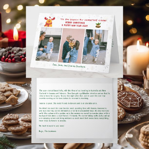 Funny Pawsitive Rudolph 3 Photos Minimalist Modern Holiday Card