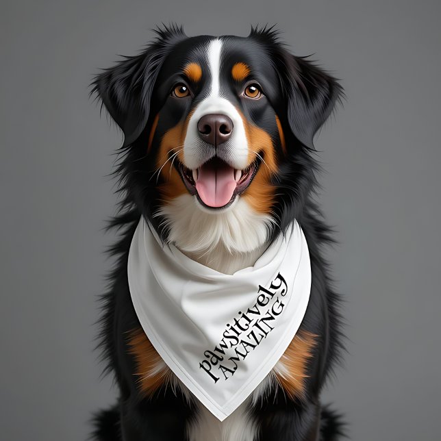 Funny Pawsitively Amazing Pet Bandana Collar (Saint Bernese Mountain Dog Pawsitively Amazing Bandana Cover Photo (close cropped))