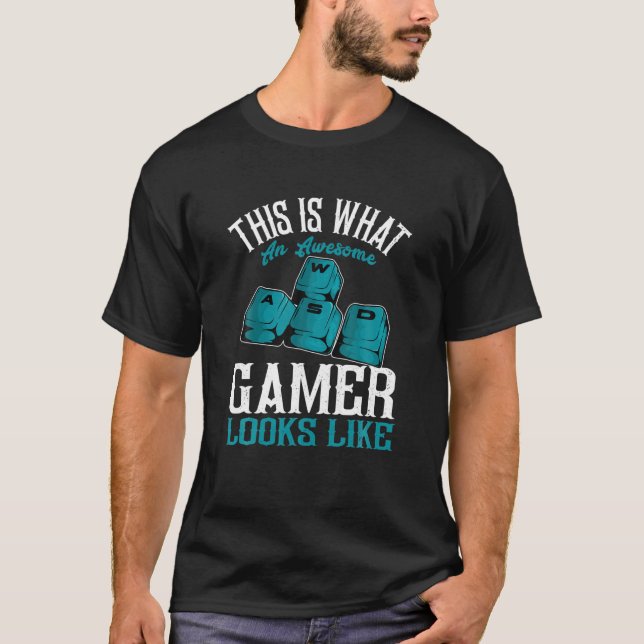 Funny PC Gamer WASD This Is What An Awesome Gamer T-Shirt (Front)