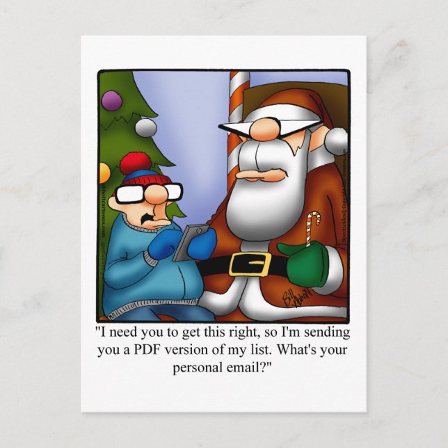 Funny PDF List For Santa Humor Postcard (Front)