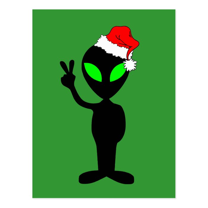 Funny peace alien santa post card