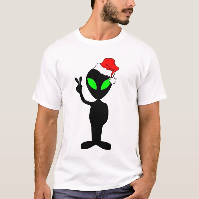 Funny peace alien santa T-Shirt (Front)