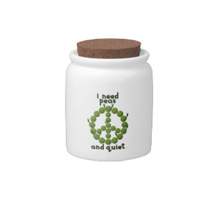 Funny Peace and Quiet Design with Green Peas Candy Jar