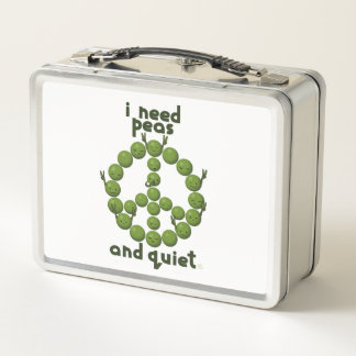Funny Peace and Quiet Design with Green Peas Metal Lunch Box