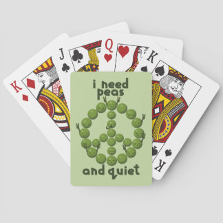 Funny Peace and Quiet Design with Green Peas Poker Cards