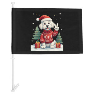 Funny Peace Hand Maltese Christmas Lights Womens M Car Flag