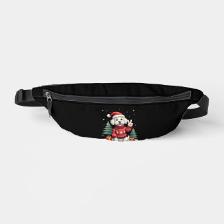 Funny Peace Hand Maltese Christmas Lights Womens M Fanny Pack