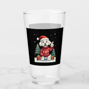 Funny Peace Hand Maltese Christmas Lights Womens M Glass