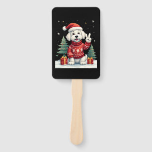 Funny Peace Hand Maltese Christmas Lights Womens M Hand Fan