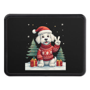 Funny Peace Hand Maltese Christmas Lights Womens M Hitch Cover