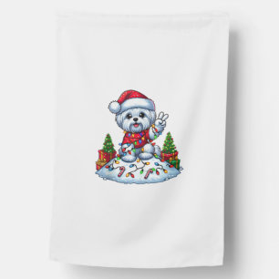 Funny Peace Hand Maltese Christmas Lights Womens M House Flag