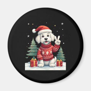Funny Peace Hand Maltese Christmas Lights Womens M Magnet
