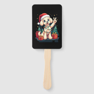 Funny Peace Hand Poodle Christmas Lights Womens Me Fan