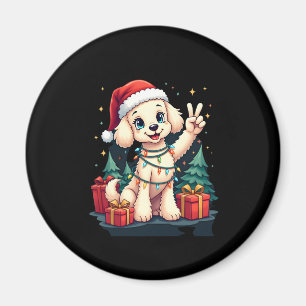 Funny Peace Hand Poodle Christmas Lights Womens Me Magnet