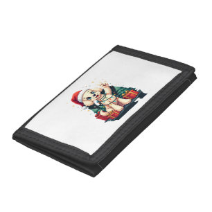 Funny Peace Hand Poodle Christmas Lights Womens Me Trifold Wallet