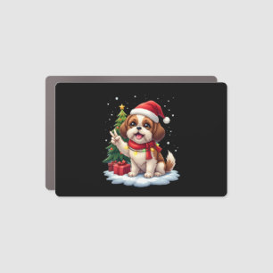 Funny Peace Hand Shih Tzu Christmas Lights Womens Car Magnet