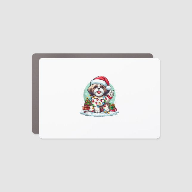 Funny Peace Hand Shih Tzu Christmas Lights Womens  Car Magnet (Front)