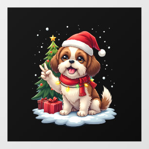 Funny Peace Hand Shih Tzu Christmas Lights Womens Floor Decals