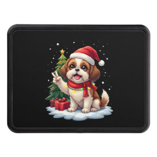 Funny Peace Hand Shih Tzu Christmas Lights Womens  Hitch Cover