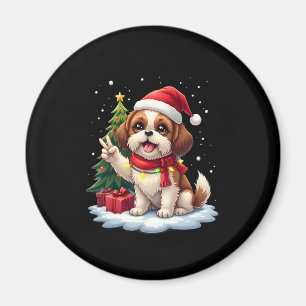 Funny Peace Hand Shih Tzu Christmas Lights Womens Magnet