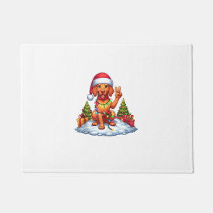 Funny Peace Hand Vizsla Christmas Lights Womens Me Doormat
